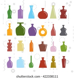 Vector set. Bottle collection - vector silhouette