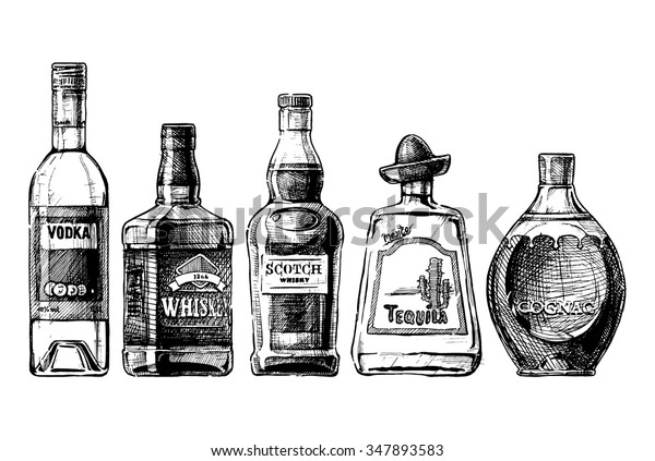Ensemble D Images Vectorielles De Bouteilles D Alcool Image Vectorielle De Stock Libre De Droits