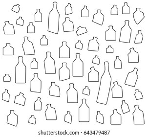 Vector set of bottles for alcohol.Wine list.Bottle background.Glasses for alcoholic drinks.Design for cocktail party.