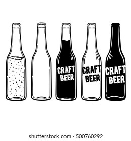 vector set of bottles of beer or soda. Inscriptions can be replaced. Perfect for a menu in a restaurant or bar.