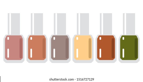 
Vector set of bottles with nail polish for manicure, autumn palette. Beauty salon