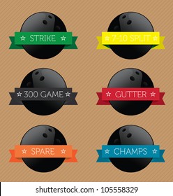 Vector Set: Bowling Banner Label Icons