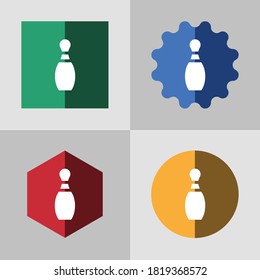 vector set bowling flat color icon