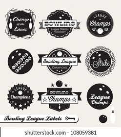 Vector Set: Bowling League Champion Labels