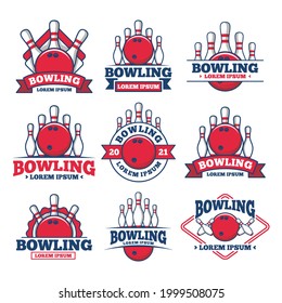 Vector Set Bowling Logos Emblems Design Stock Vector (Royalty Free ...