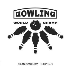 Vector set of bowling logos, bowling logo emblems and bowling logo design elements