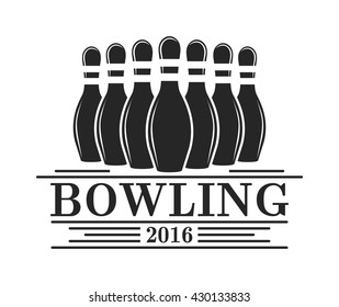 Vector set of bowling logos, bowling logo emblems and bowling logo design elements