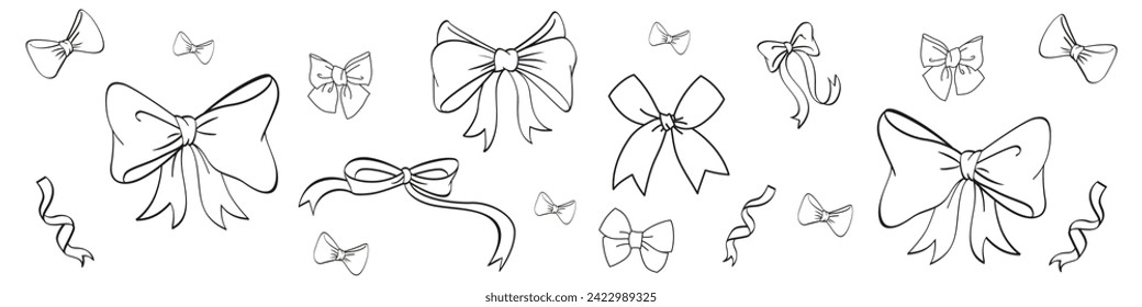 Conjunto vectorial de arcos. Cinta de regalo.