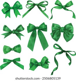 Vector Set of bows glod color set. Watercolor hand drawn illustration isolated on a white background