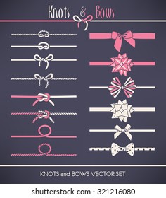 Vector set of bows, knots and ropes