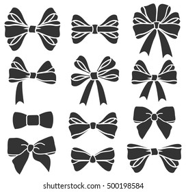 Vector set of  bows silhouettes