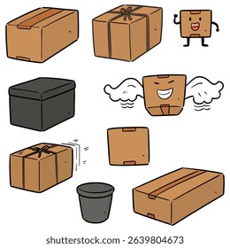 vector set of box cartoon