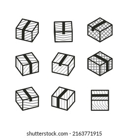 vector set of  boxes with scotch tape