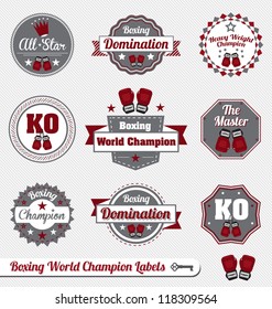 Vector Set: Boxing World Champion Labels and Icons