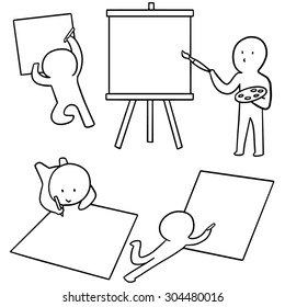 vector set of boy drawing