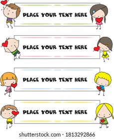 conjunto de vectores: elementos de diseño caligráfico para niños y niñas y decoración de páginas 