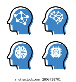 Vector Set of Brain Network Icon