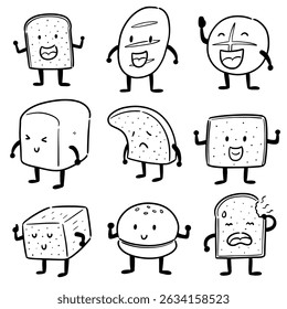 vector set of bread cartoon