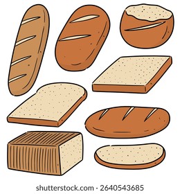 vector set of bread cartoon
