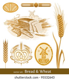 Vector set - bread and wheat