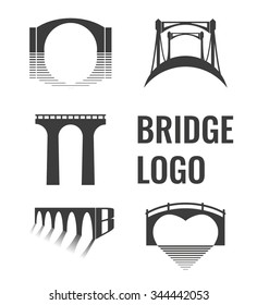 Vector set of bridge connection logo. logotype for business.