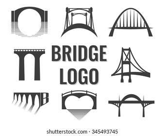 Vector set bridge connection logo  logotype for business 