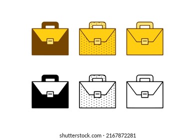 Conjunto vectorial de maletas en forma de doodle sobre fondo blanco