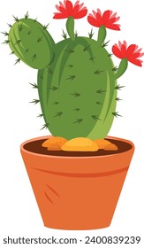 Vector set of bright cacti, aloe and leaves. Collection of exotic plants. Decorative natural elements are isolated on white. Cactus with flowers.