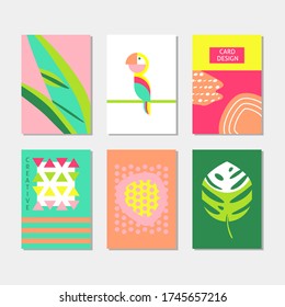 Vector set of bright cards. Graphic design