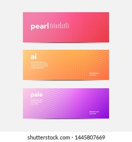 Vector set of bright color banner in minimalist modern style. Halftone colorful templates. Trendy geometric design.