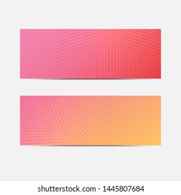 Vector set of bright color banner in minimalist modern style. Empty colorful templates. Trendy geometric design. Vector half tone effect.