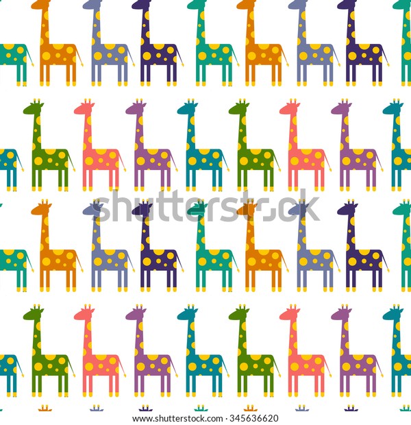 Vector Set Bright Colored Giraffes Stock Vector (Royalty Free) 345636620