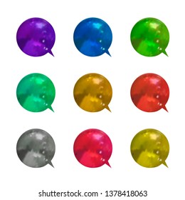 Vector Set of Bright Colorful Metallic 3D Talk Bubbles, Different Colors Speech Frames Isolated on White Background.