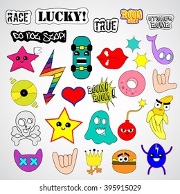 Vector set bright colorful stickers isolated on background