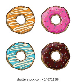 Vector set of bright donuts