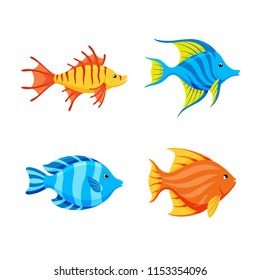 Vector set of bright fish.