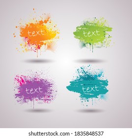 Vector set of bright ink blots with place for your text.