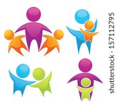 vector set of bright people, family, friends and happiness