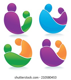 vector set of bright people, family and love
