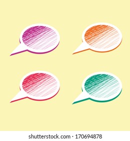 vector set of bright sketch speech bubbles