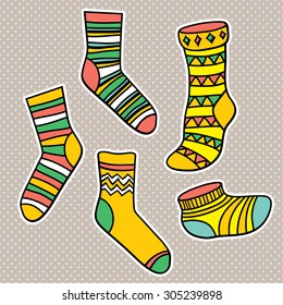 Vector set of bright socks