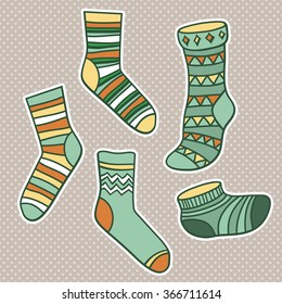 Vector set of bright socks