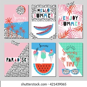 Vector set of bright Summer cards. 