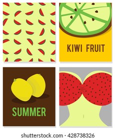 Vector set of bright summer cards. Beautiful summer posters