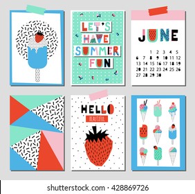 Vector set of bright Summer cards. 