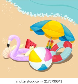 vector set of bright summer icons
