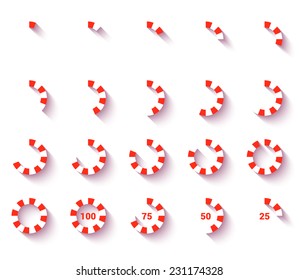 Vector set of brightly colored pie charts.