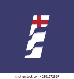 Vector set of British flag stripes and wavy alphabet. letter I