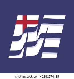 Vector set of British flag stripes and wavy alphabet. letter M