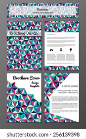 Vector set of brochure and flyer covers design templates with abstract triangular texture. 